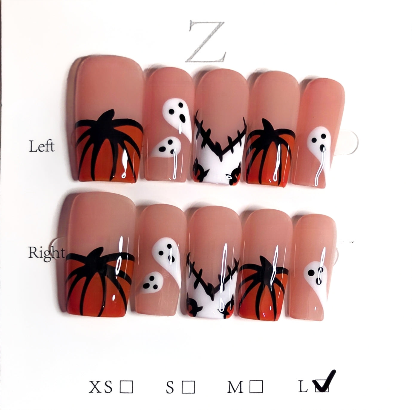 French tip w/ pumpkin,bat, spiderweb