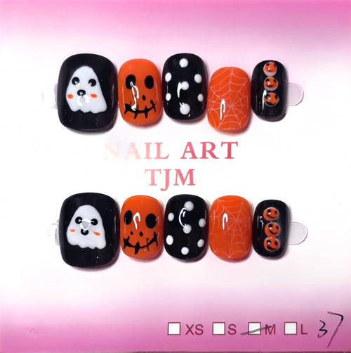 Cute Ghost w/3D pumpkins
